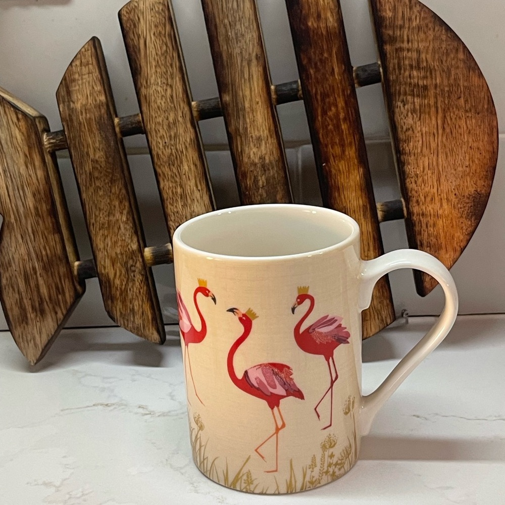Brand New Sara Miller London Portmeirion Pink Flamingo Coffee Cup *Discontinued*